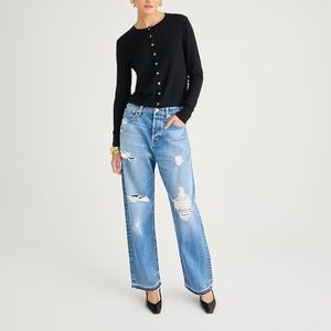 Point Sur Denim Distressed Ripped Jeans Loose Straight Leg from J Crew